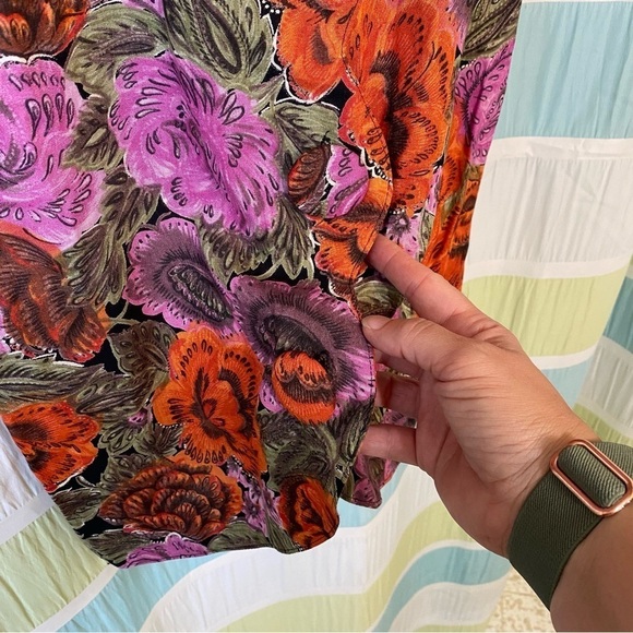 Vintage Floral La Belle Fashion Dress Oversized Buttons Sz Small - Picture 3 of 10